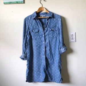 Coolibar light denim button down shirt dress L